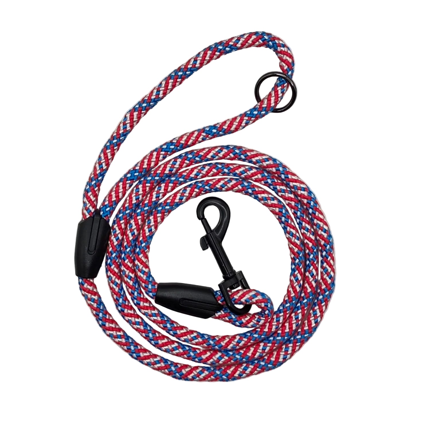 Stars and stripes leash with black clasp and handle ring