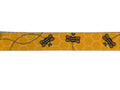Polyester webbing with black honey bee pattern on a yellow with white honeycomb background